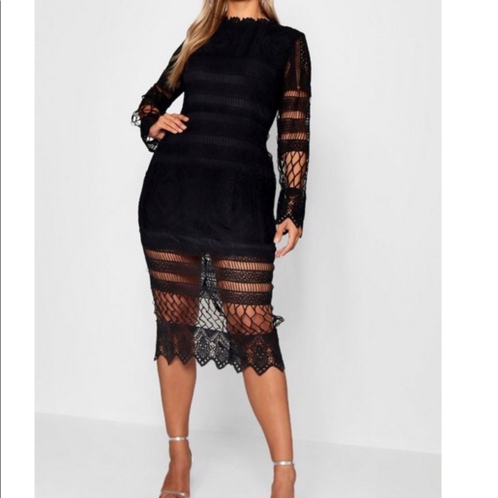 Plus Lace Panelled Midi Dress